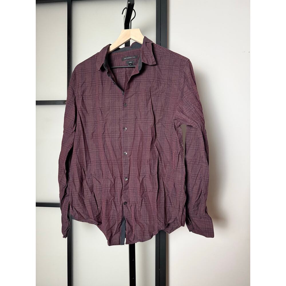 John Varvatos Luxe Purple Plaid Button Down Size Medium
